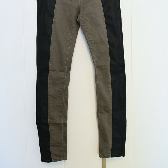 Olice Green/Black Pleather Skinny Jeans - Picture 7 of 7